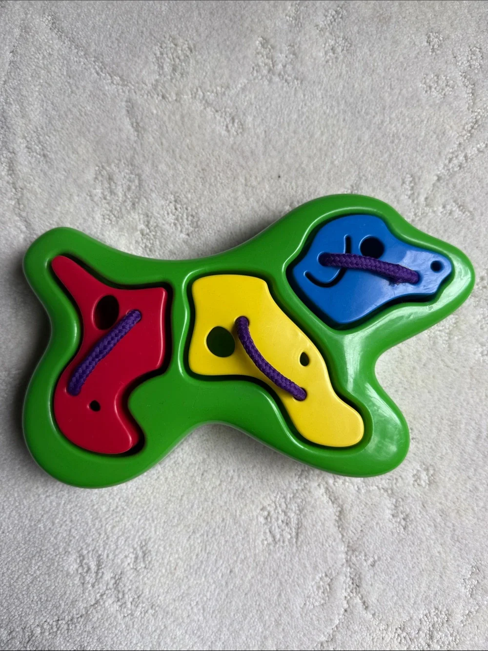 Dog Treat Puzzle Toy - Green with Red, Blue & Yellow Pieces